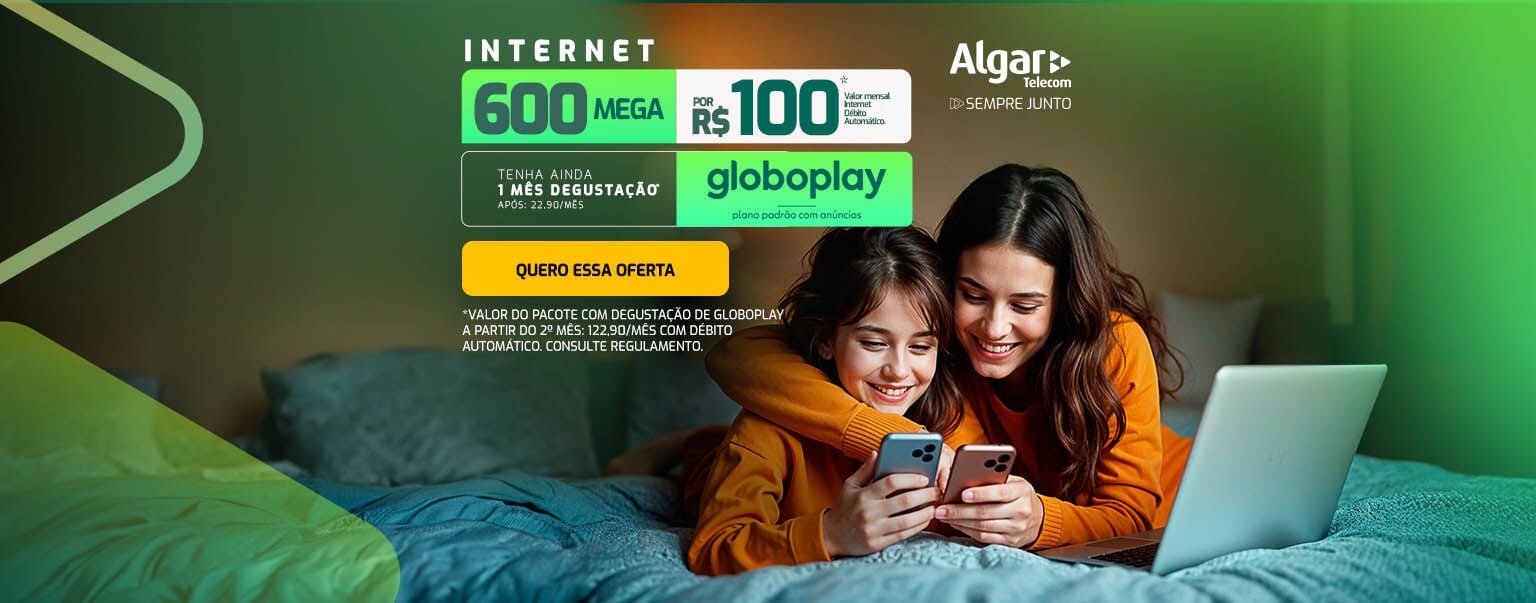 600MB + GLOBOPLAY 1MÊS = 100