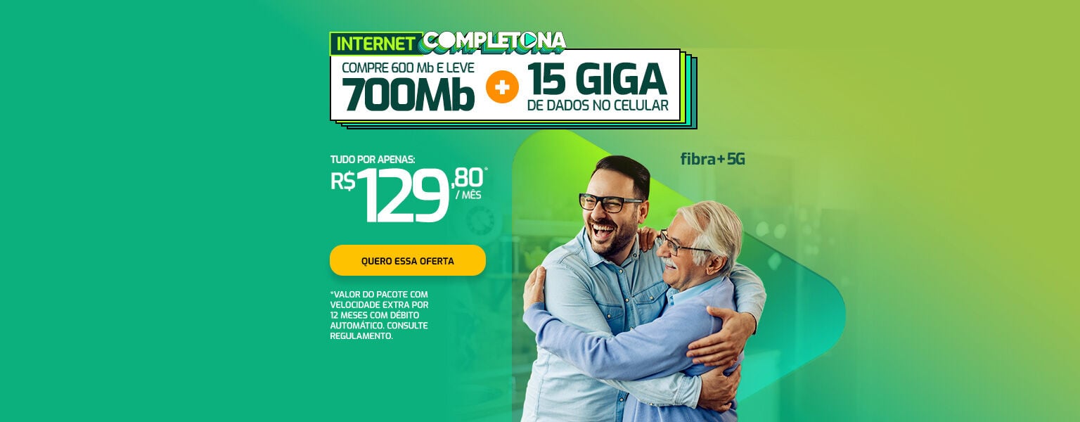 Internet Completona: 700 Mega + 15 Giga por 129,80