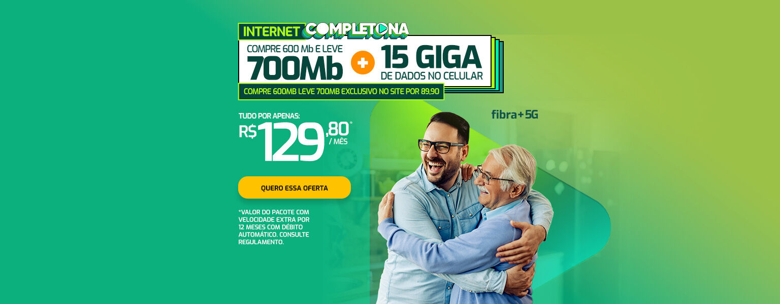 Internet Completona: 700 Mega + 30 Giga por 139,80